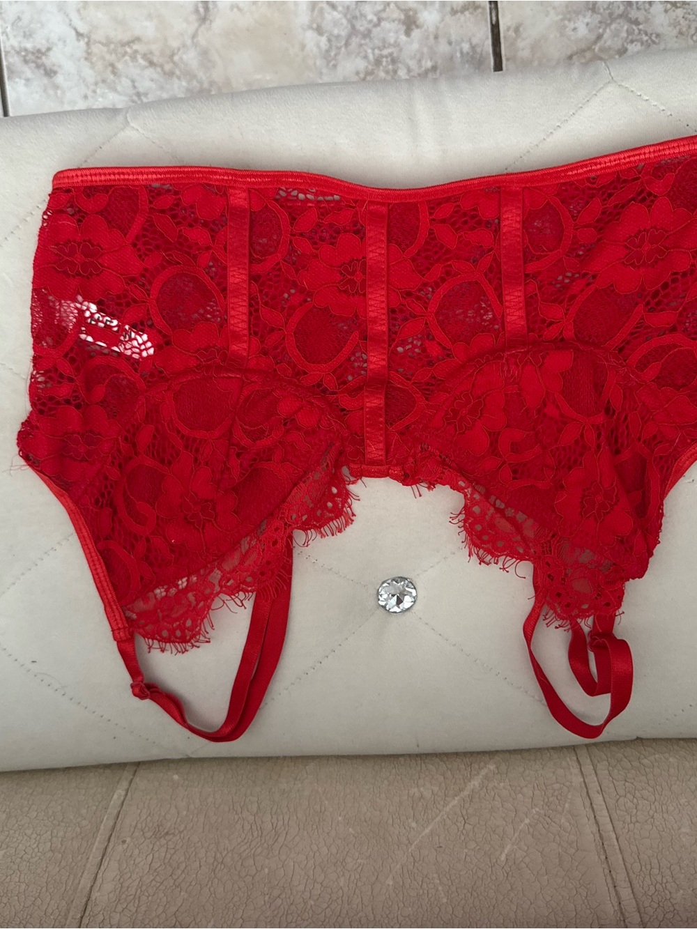 Red Lace Garter Belt - Women's Intimates